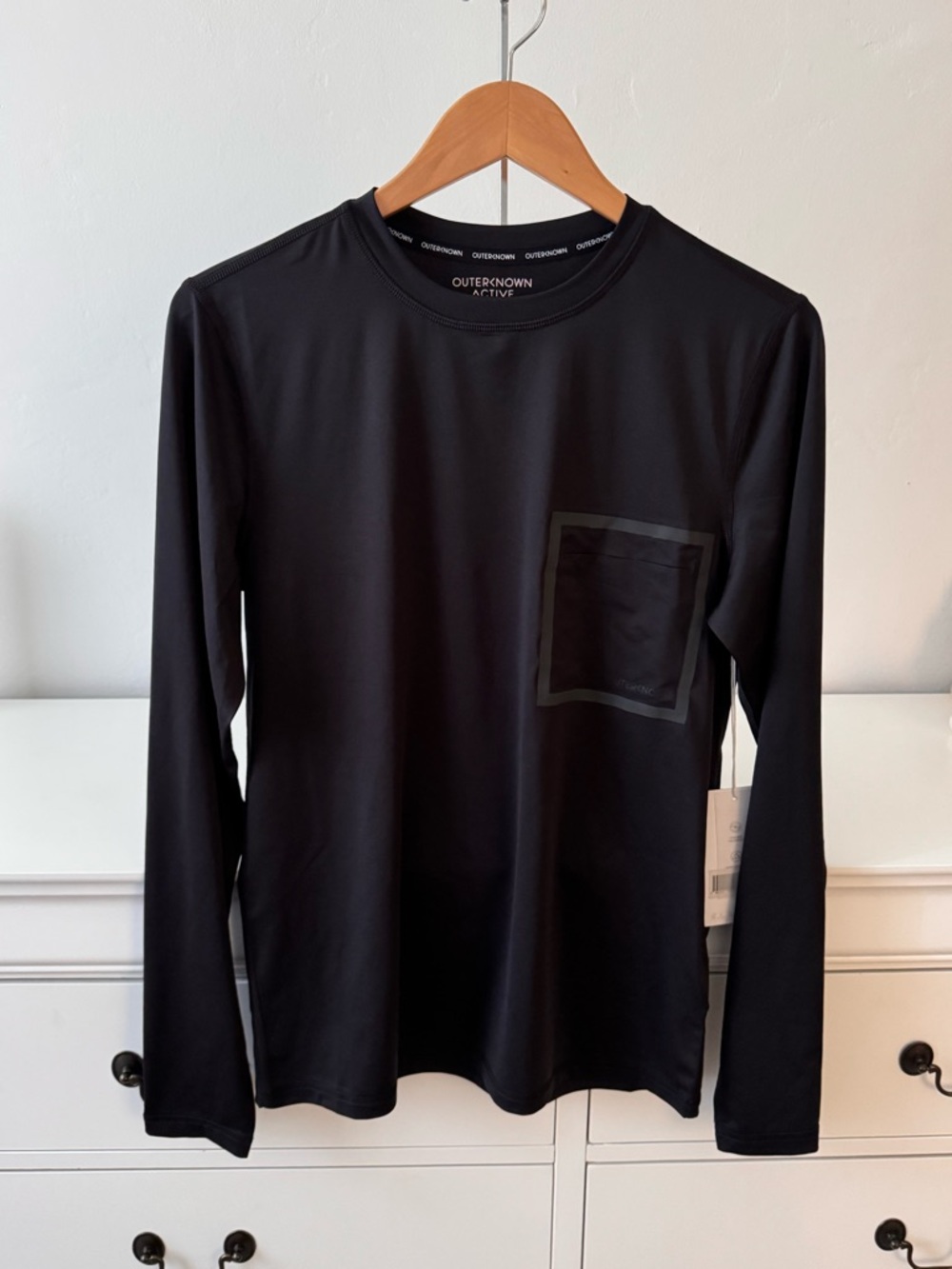 Outerknown Black Long-Sleeve Pocket Tee
